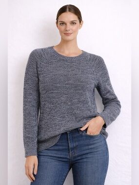 Bass Marled Gray Knit Sweater | Cotton Blend | Minimal Classic